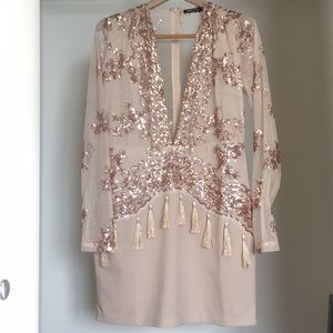 NWOT Nasty Gal Sequin Bodycon Dress - Nude